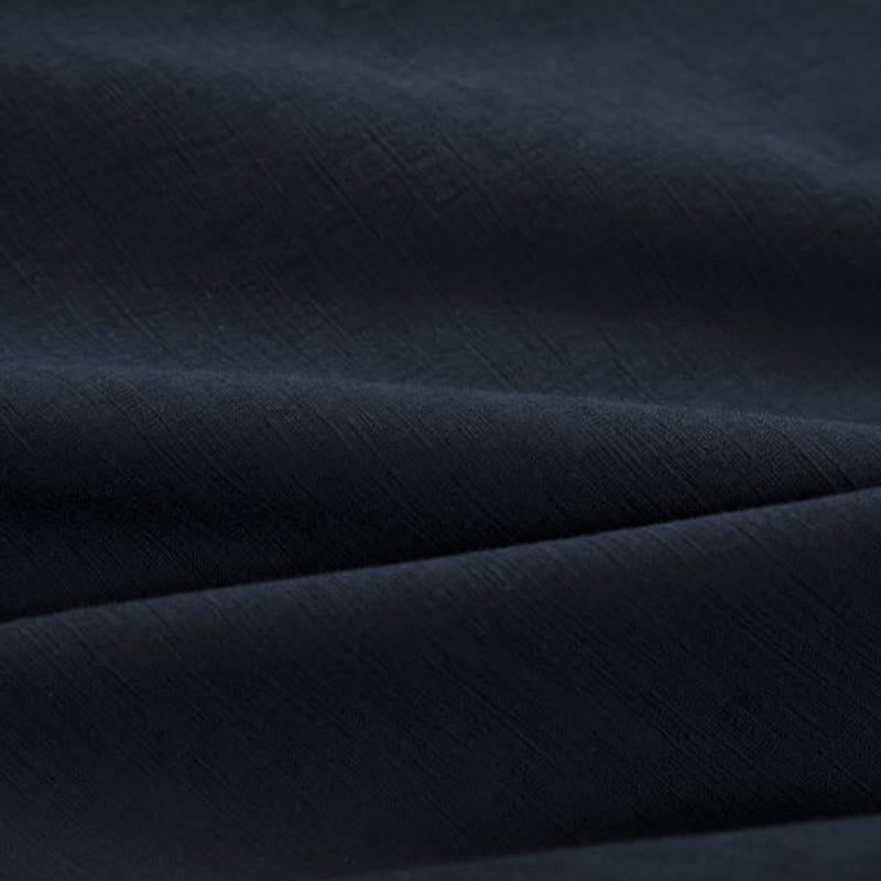 Buddha Stones Herren-Kimono mit langen Ärmeln und Froschknopf, vorne offen, Fleece-gefüttert, Baumwoll-Leinen - image 4