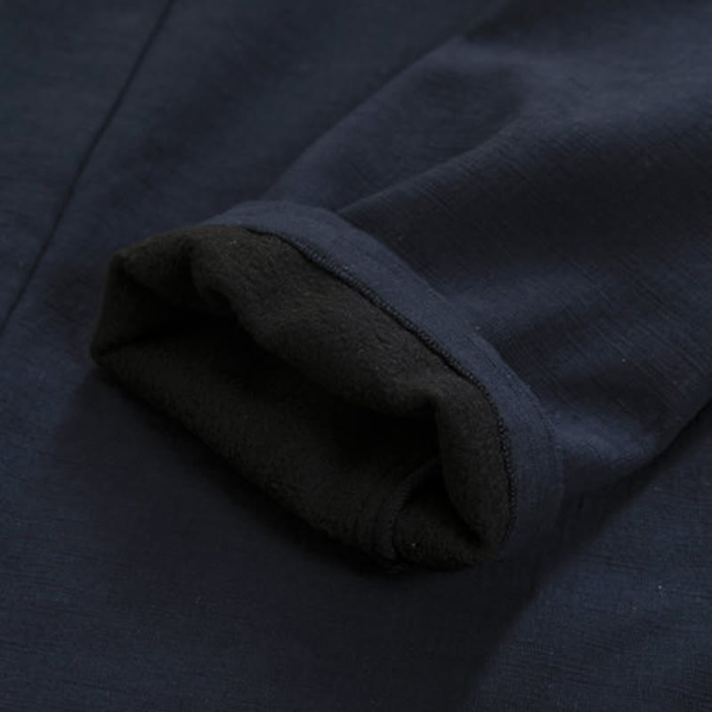 Buddha Stones Herren-Kimono mit langen Ärmeln und Froschknopf, vorne offen, Fleece-gefüttert, Baumwoll-Leinen - image 5