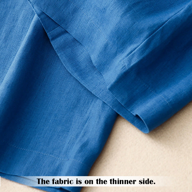 Buddha Stones Sommer-Lässige, schlichte Leinenhose für Damen mit weitem Bein und Reißverschlusstaschen - image 20