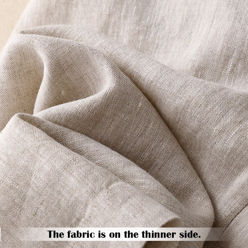 Buddha Stones Sommer-Lässige, schlichte Leinenhose für Damen mit weitem Bein und Reißverschlusstaschen - image 14