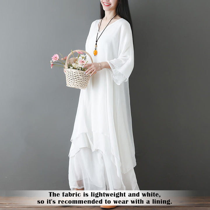 Buddha Stones V-Ausschnitt Midi-Tunika-Kleid Hose mit weitem Bein Meditation Zen Praxis Tanzkleidung - image 4
