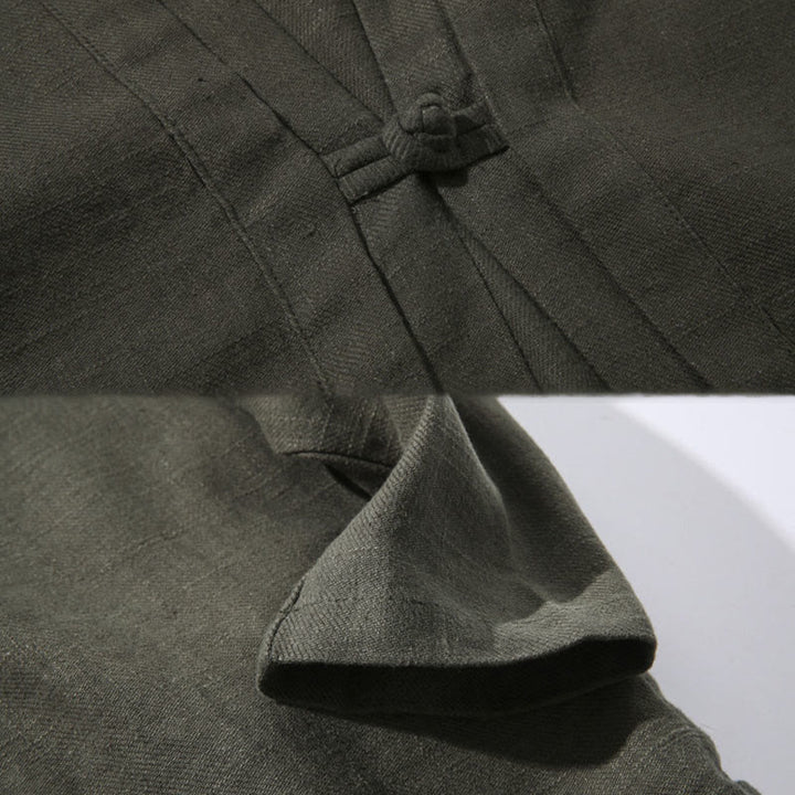 Buddha Stones Schlichtes, schlichtes Design, offene Vorderseite, Baumwolle, Leinen, Herren-Kimono mit langen Ärmeln - image 8