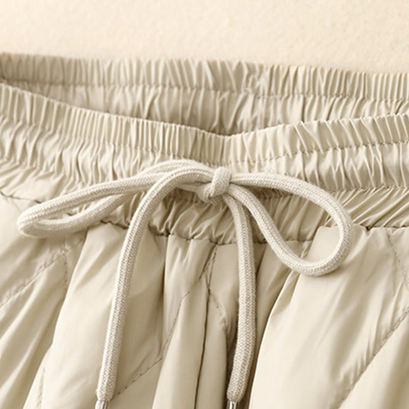 Buddha Stones Lässige Baumwollhose mit hoher Taille und Kordelzug-Design für Damen mit weitem Bein und Taschen - image 9