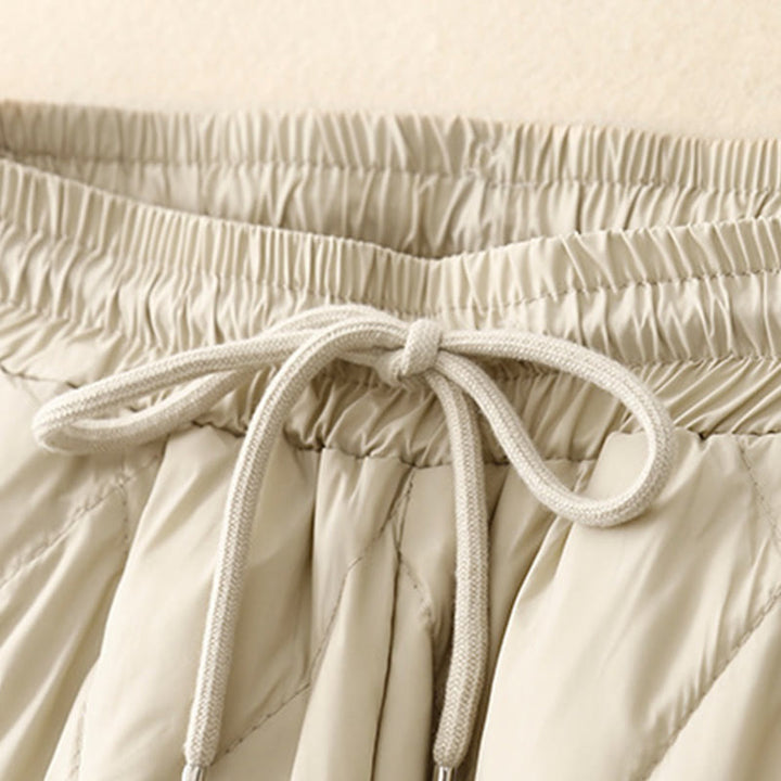 Buddha Stones Lässige Baumwollhose mit hoher Taille und Kordelzug-Design für Damen mit weitem Bein und Taschen - image 9