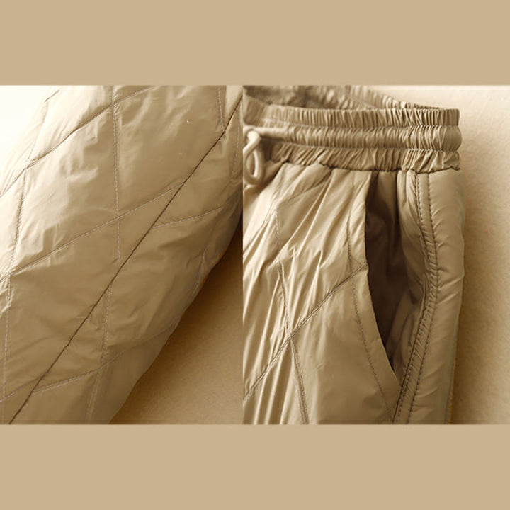 Buddha Stones Lässige Baumwollhose mit hoher Taille und Kordelzug-Design für Damen mit weitem Bein und Taschen - image 2