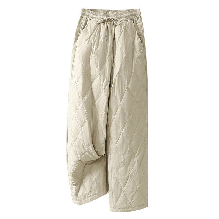 Buddha Stones Lässige Baumwollhose mit hoher Taille und Kordelzug-Design für Damen mit weitem Bein und Taschen - image 15