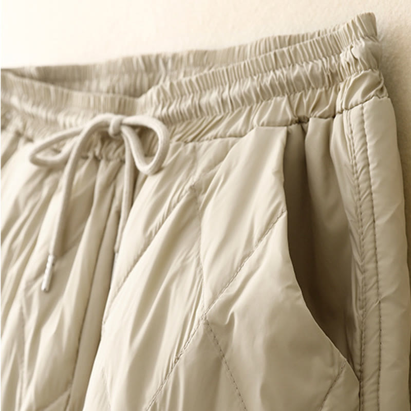 Buddha Stones Lässige Baumwollhose mit hoher Taille und Kordelzug-Design für Damen mit weitem Bein und Taschen - image 10