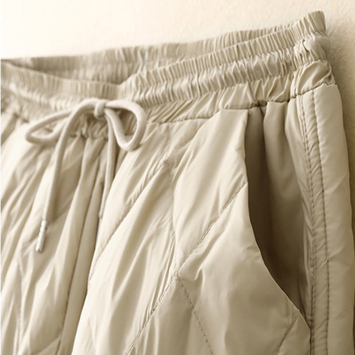 Buddha Stones Lässige Baumwollhose mit hoher Taille und Kordelzug-Design für Damen mit weitem Bein und Taschen - image 10