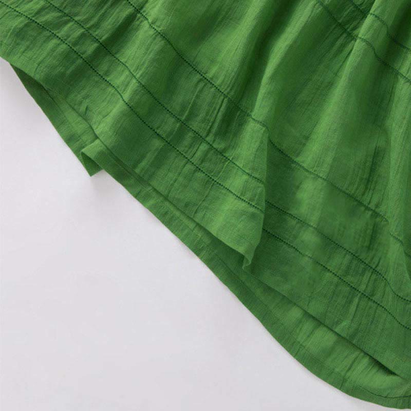 Buddha Stones Sommer-Midikleid aus Baumwolle mit V-Ausschnitt und halblangen Ärmeln - image 6