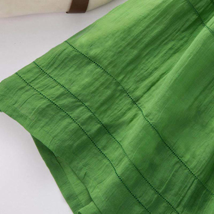 Buddha Stones Sommer-Midikleid aus Baumwolle mit V-Ausschnitt und halblangen Ärmeln - image 8