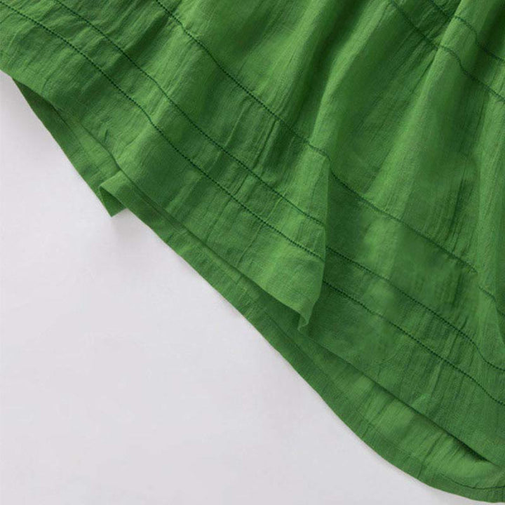 Buddha Stones Sommer-Midikleid aus Baumwolle mit V-Ausschnitt und halblangen Ärmeln - image 6