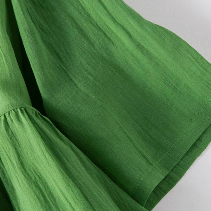 Buddha Stones Sommer-Midikleid aus Baumwolle mit V-Ausschnitt und halblangen Ärmeln - image 11