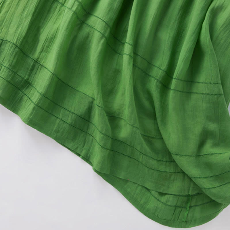 Buddha Stones Sommer-Midikleid aus Baumwolle mit V-Ausschnitt und halblangen Ärmeln - image 13