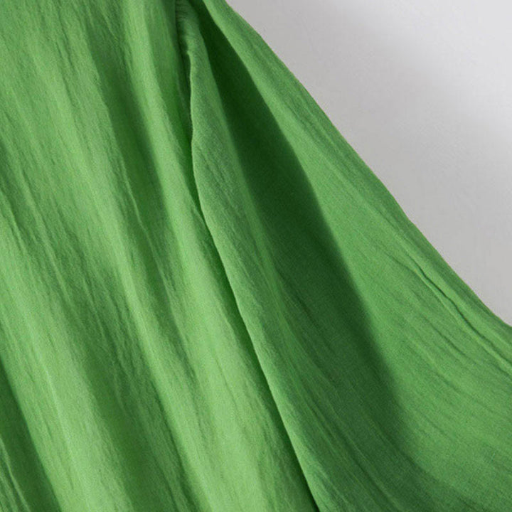 Buddha Stones Sommer-Midikleid aus Baumwolle mit V-Ausschnitt und halblangen Ärmeln - image 14