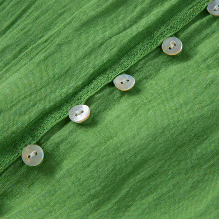 Buddha Stones Sommer-Midikleid aus Baumwolle mit V-Ausschnitt und halblangen Ärmeln - image 3