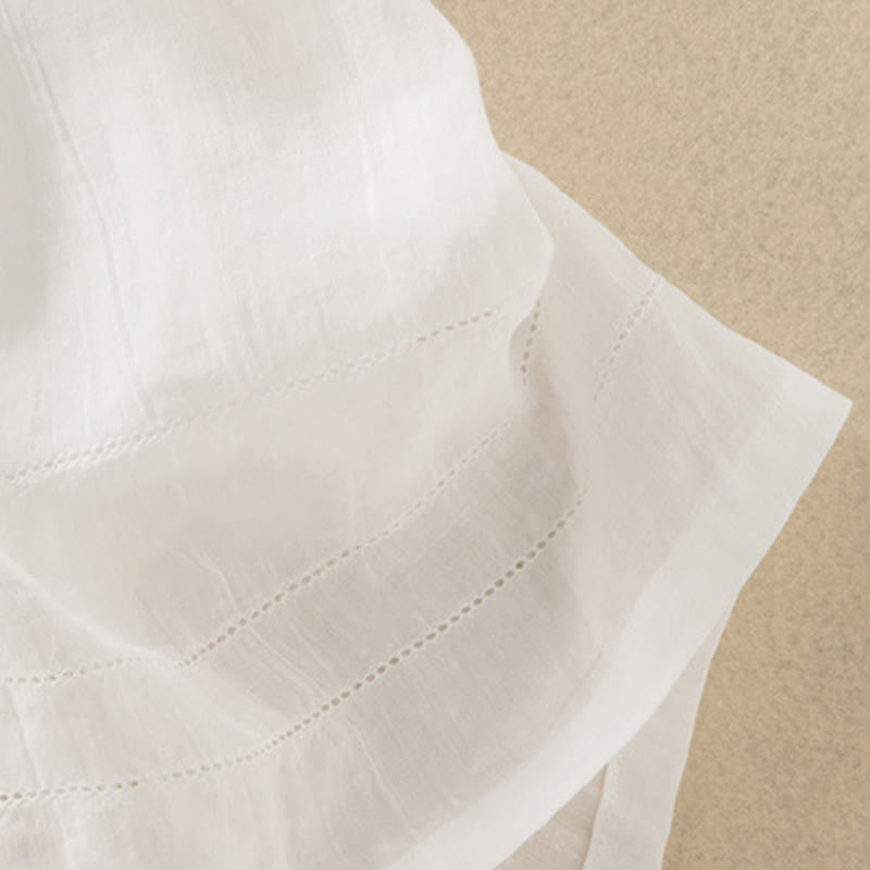 Buddha Stones Sommer-Midikleid aus Baumwolle mit V-Ausschnitt und halblangen Ärmeln - image 32