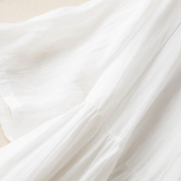 Buddha Stones Sommer-Midikleid aus Baumwolle mit V-Ausschnitt und halblangen Ärmeln - image 19