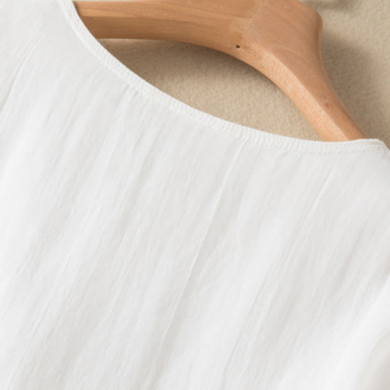 Buddha Stones Sommer-Midikleid aus Baumwolle mit V-Ausschnitt und halblangen Ärmeln - image 35