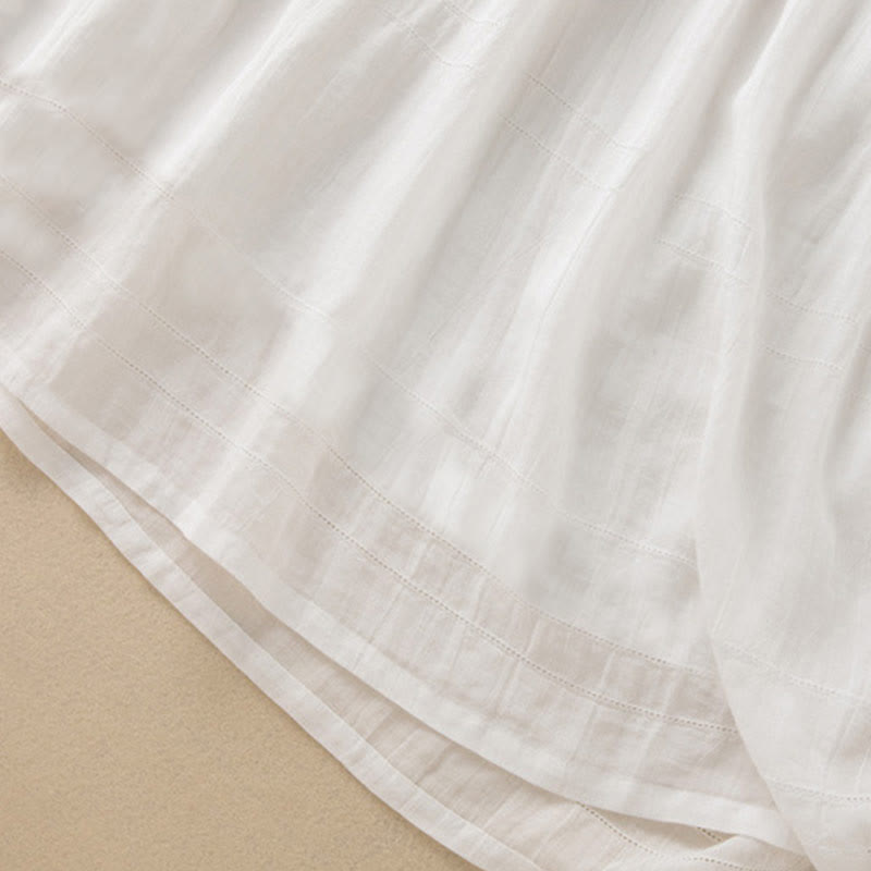 Buddha Stones Sommer-Midikleid aus Baumwolle mit V-Ausschnitt und halblangen Ärmeln - image 29