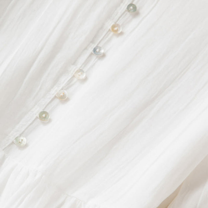 Buddha Stones Sommer-Midikleid aus Baumwolle mit V-Ausschnitt und halblangen Ärmeln - image 22