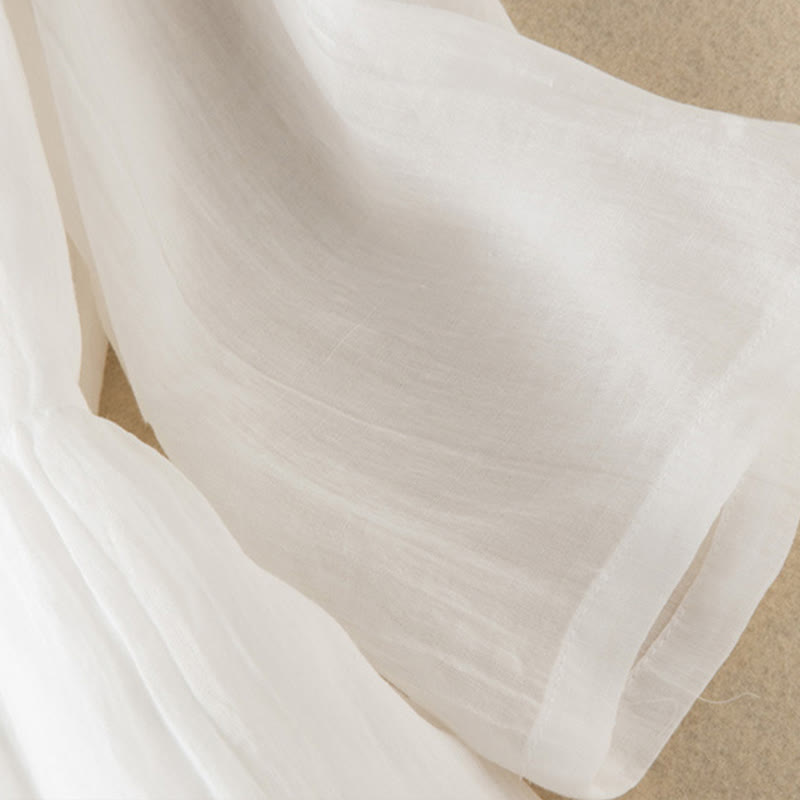Buddha Stones Sommer-Midikleid aus Baumwolle mit V-Ausschnitt und halblangen Ärmeln - image 35