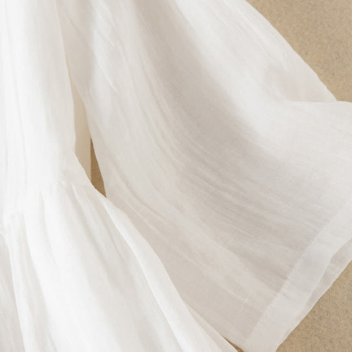 Buddha Stones Sommer-Midikleid aus Baumwolle mit V-Ausschnitt und halblangen Ärmeln - image 24