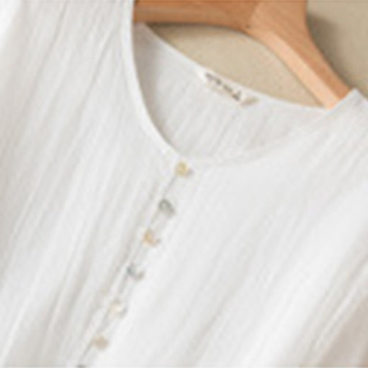 Buddha Stones Sommer-Midikleid aus Baumwolle mit V-Ausschnitt und halblangen Ärmeln - image 25