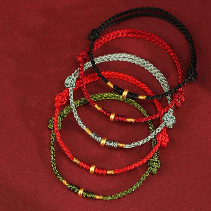 Buddha Stones 999 Gold Kleine Glücksperlen Schnur Schutz Glück Geflochtenes Armband Fußkettchen - image 16