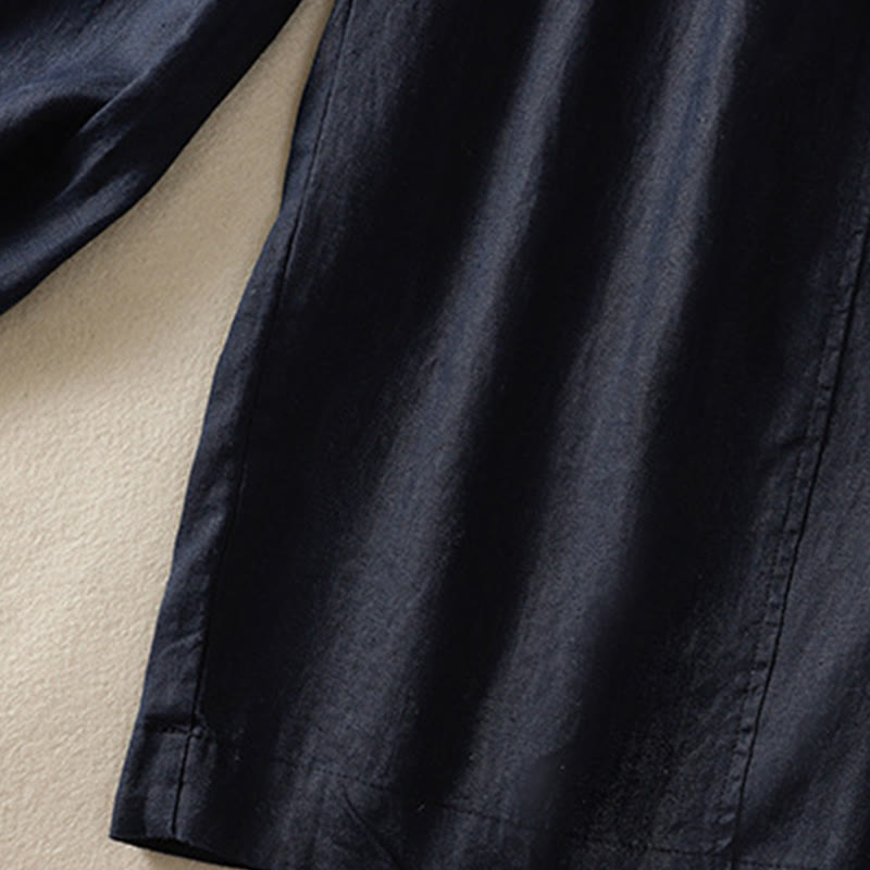 Buddha Stones Commute Damenhose mit weitem Bein und Kordelzug aus Baumwolle und Leinen im schlichten Design mit Taschen - image 18