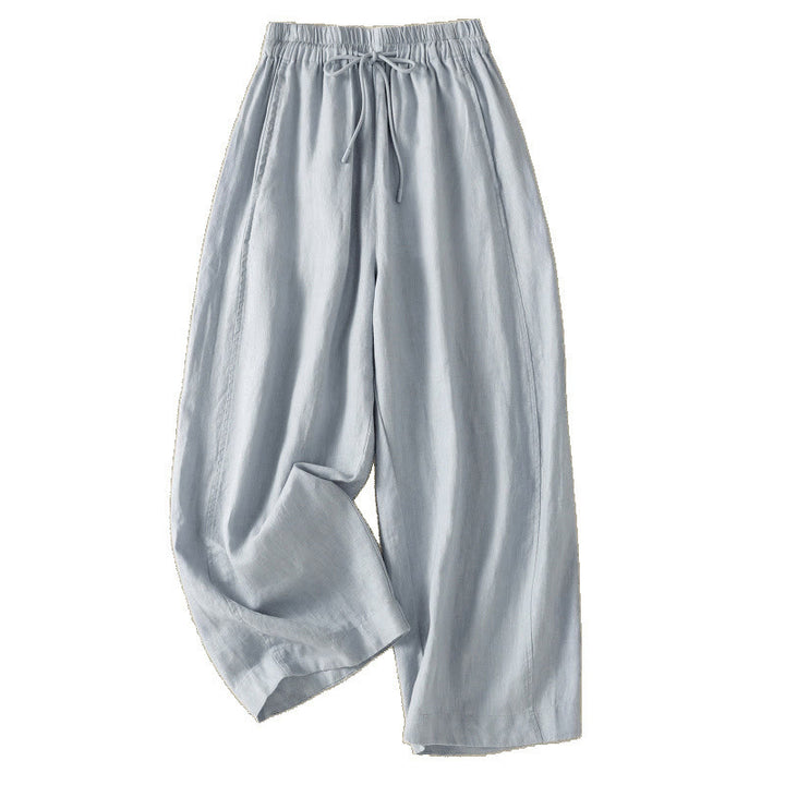 Buddha Stones Commute Damenhose mit weitem Bein und Kordelzug aus Baumwolle und Leinen im schlichten Design mit Taschen - image 7