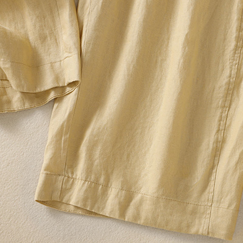 Buddha Stones Commute Damenhose mit weitem Bein und Kordelzug aus Baumwolle und Leinen im schlichten Design mit Taschen - image 12