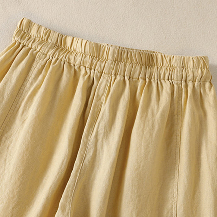 Buddha Stones Commute Damenhose mit weitem Bein und Kordelzug aus Baumwolle und Leinen im schlichten Design mit Taschen - image 11