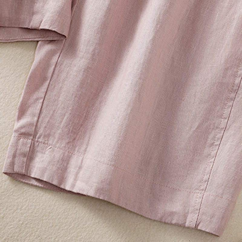 Buddha Stones Commute Damenhose mit weitem Bein und Kordelzug aus Baumwolle und Leinen im schlichten Design mit Taschen - image 26