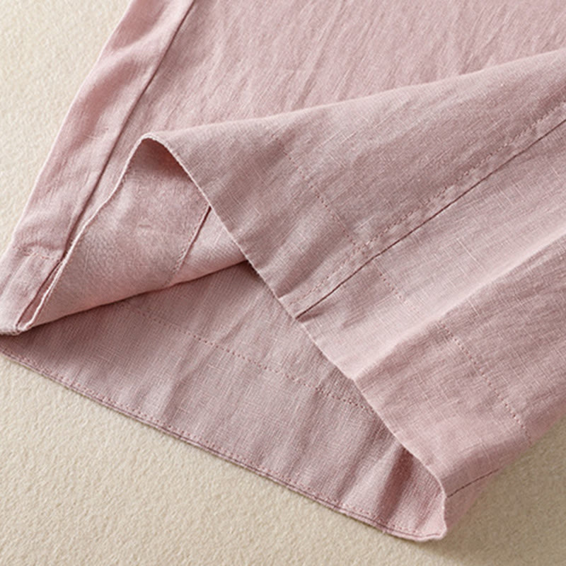 Buddha Stones Commute Damenhose mit weitem Bein und Kordelzug aus Baumwolle und Leinen im schlichten Design mit Taschen - image 27