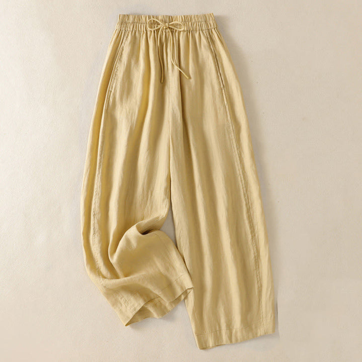 Buddha Stones Commute Damenhose mit weitem Bein und Kordelzug aus Baumwolle und Leinen im schlichten Design mit Taschen - Khaki - US8-10， UK/AU12-14，EU40-42 (2XL) - image 8