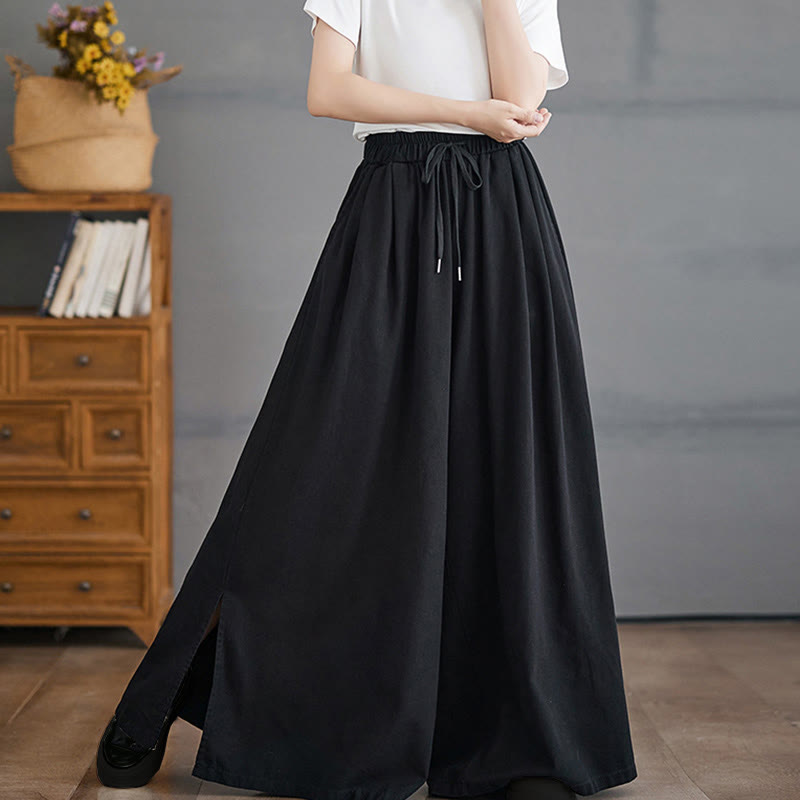Buddha Stones Retro-Design: Damen-Hose mit weitem Bein, Schlitz und Taschen - image 12