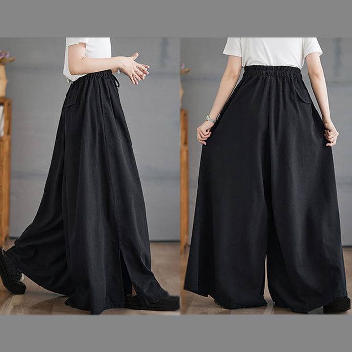 Buddha Stones Retro-Design: Damen-Hose mit weitem Bein, Schlitz und Taschen - image 19