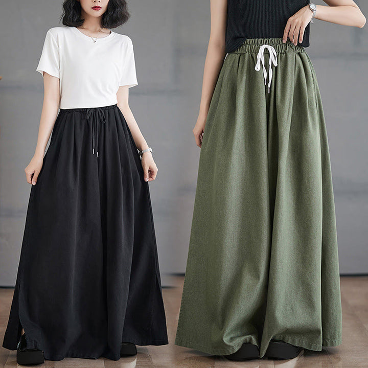 Buddha Stones Retro-Design: Damen-Hose mit weitem Bein, Schlitz und Taschen - image 22