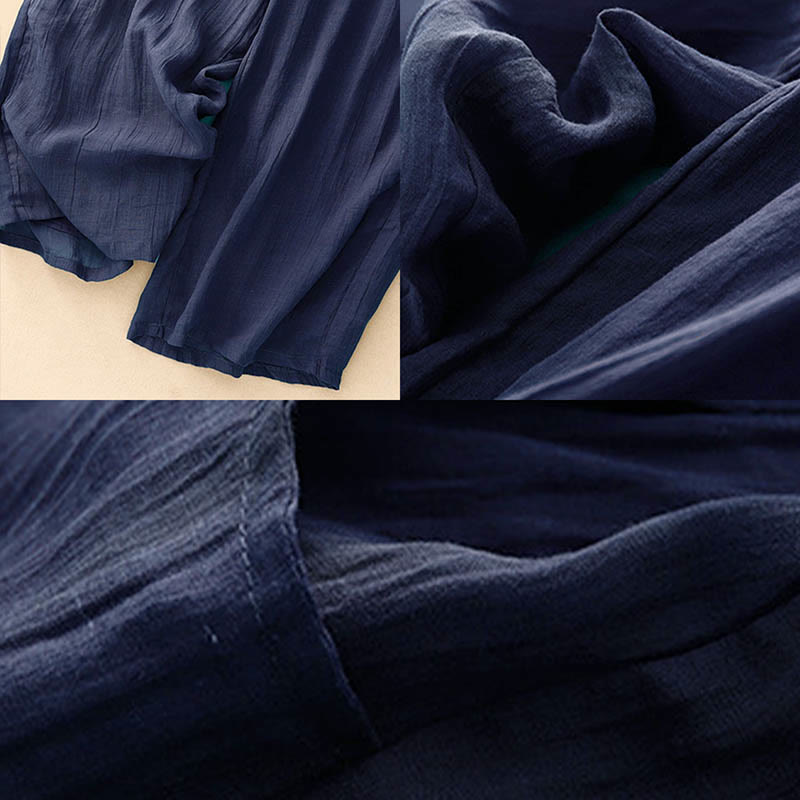Buddha Stones Spring Pure Color Kordelzug Doppellagige Damenhose mit weitem Bein und Taschen - image 15