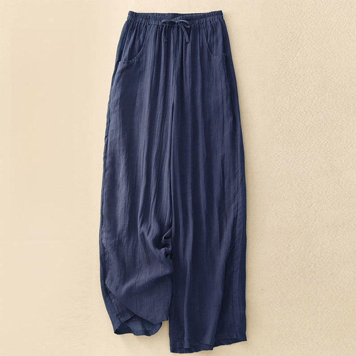 Buddha Stones Spring Pure Color Kordelzug Doppellagige Damenhose mit weitem Bein und Taschen - Marine - US8-10， UK/AU12-14，EU40-42 (2XL) - image 13