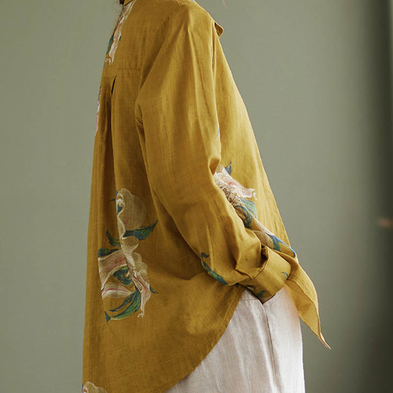 Buddha Stones Literarische künstlerische Blumendruck-Baumwollkleidung - image 7