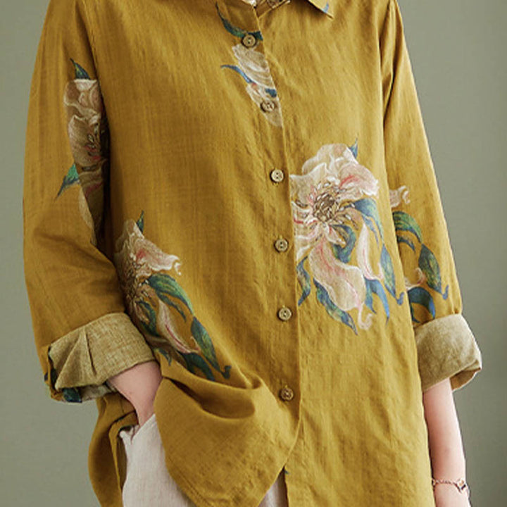 Buddha Stones Literarische künstlerische Blumendruck-Baumwollkleidung - image 9