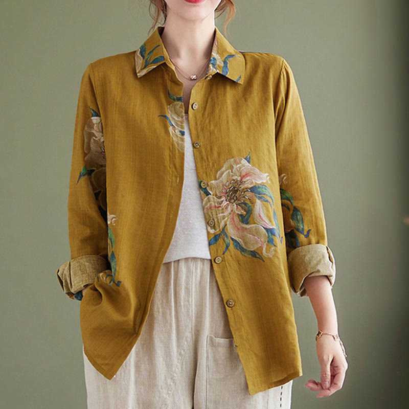 Buddha Stones Literarische künstlerische Blumendruck-Baumwollkleidung - image 11