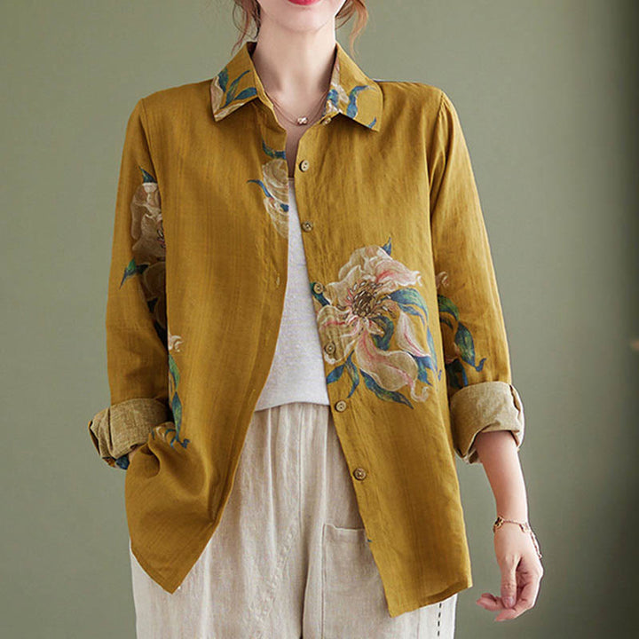 Buddha Stones Literarische künstlerische Blumendruck-Baumwollkleidung - image 11