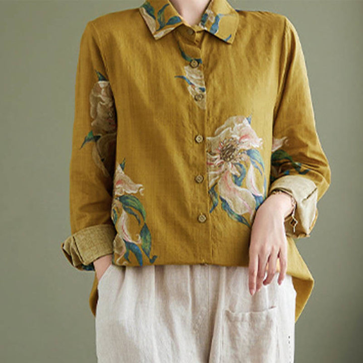 Buddha Stones Literarische künstlerische Blumendruck-Baumwollkleidung - image 12