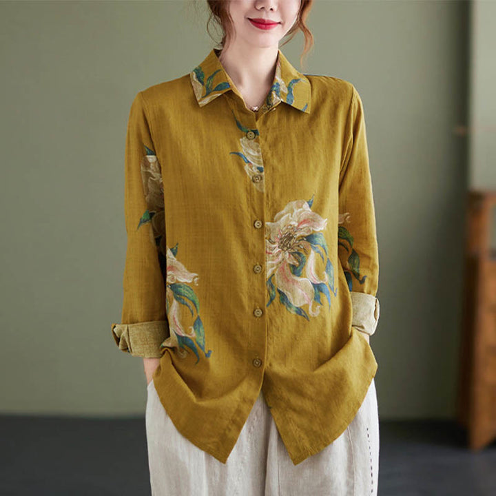 Buddha Stones Literarische künstlerische Blumendruck-Baumwollkleidung - image 8