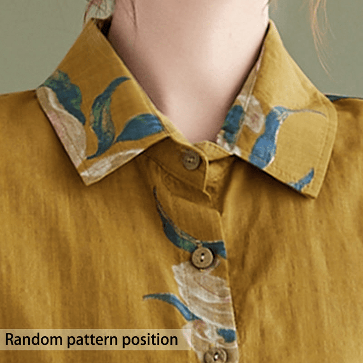 Buddha Stones Literarische künstlerische Blumendruck-Baumwollkleidung - image 1