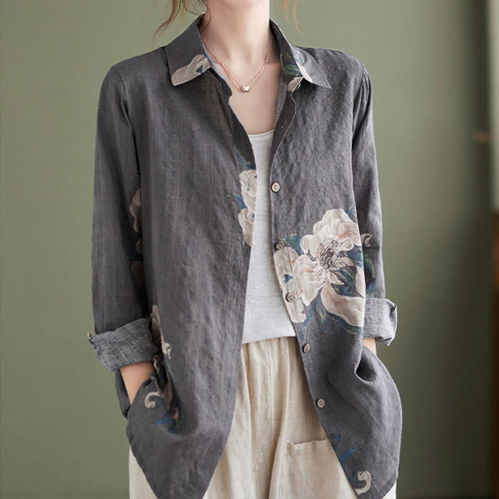 Buddha Stones Literarische künstlerische Blumendruck-Baumwollkleidung - image 24