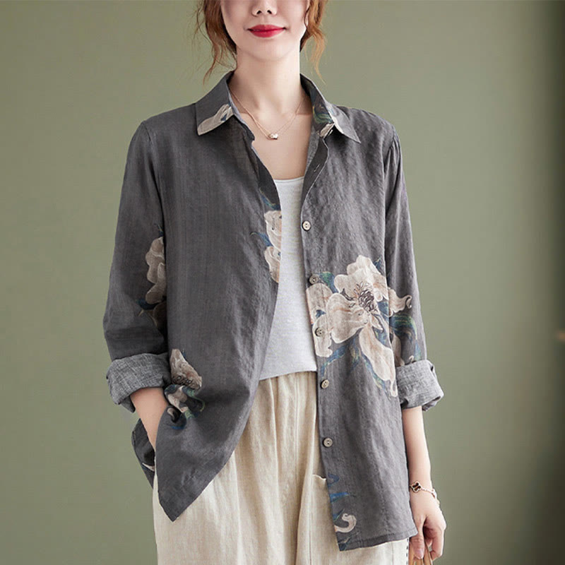 Buddha Stones Literarische künstlerische Blumendruck-Baumwollkleidung - image 22