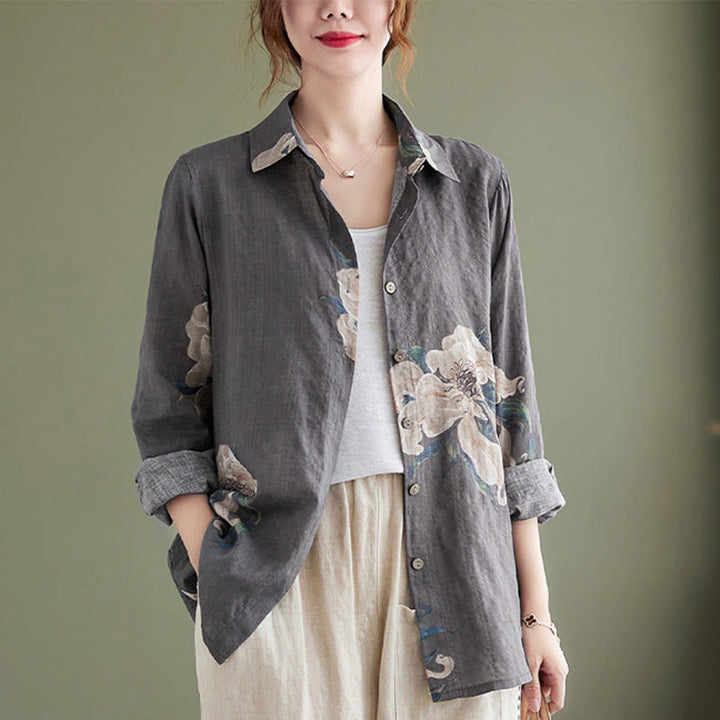 Buddha Stones Literarische künstlerische Blumendruck-Baumwollkleidung - image 22